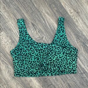 Green Leopard Print Women's Top